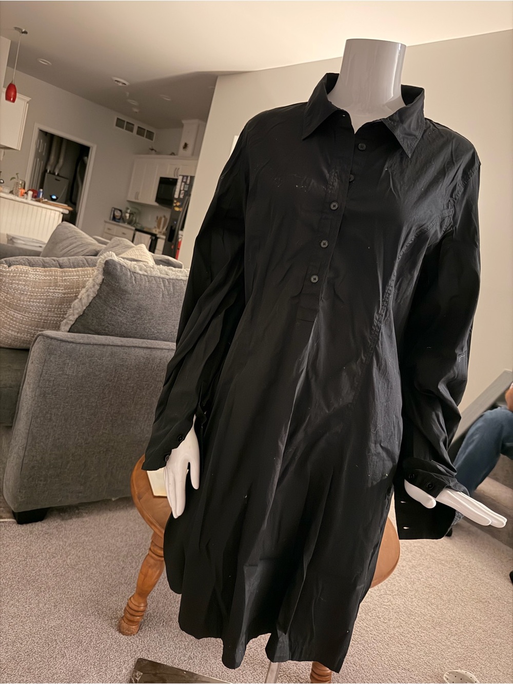 Madewell Black Long-Sleeve Shirt Dress